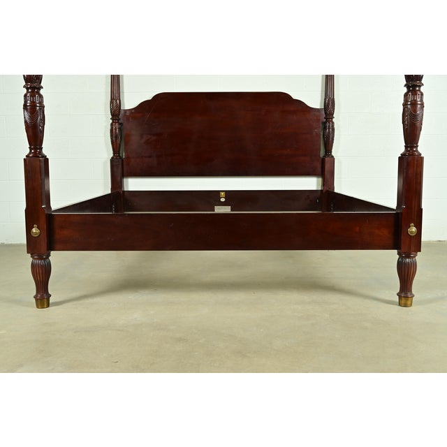 Baker Furniture Historic Charleston Collection Georgian Carved Mahogany King Size Poster Bed For Sale - Image 10 of 12