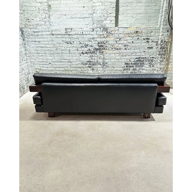 Brazilian Rosewood Sofa Black Leather, 1960 For Sale - Image 12 of 12