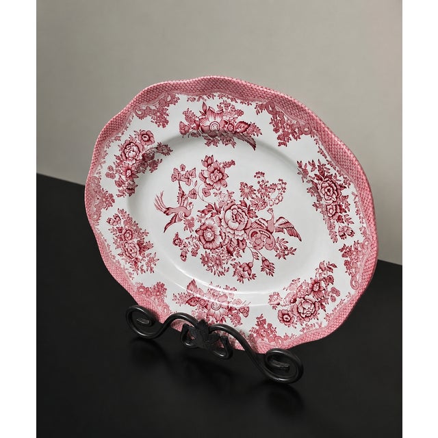 Mid-Century Modern Vintage Johnson Brothers Pheasant Pink Serving Platter For Sale - Image 3 of 4
