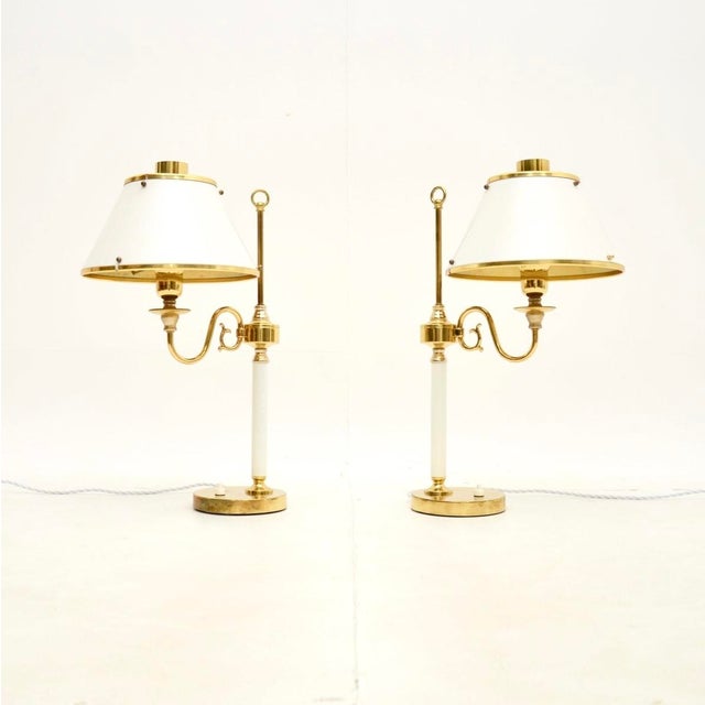 1970s Vintage Swedish Brass and Tole Table Lamps from Boréns, 1970s, Set of 2 For Sale - Image 5 of 11