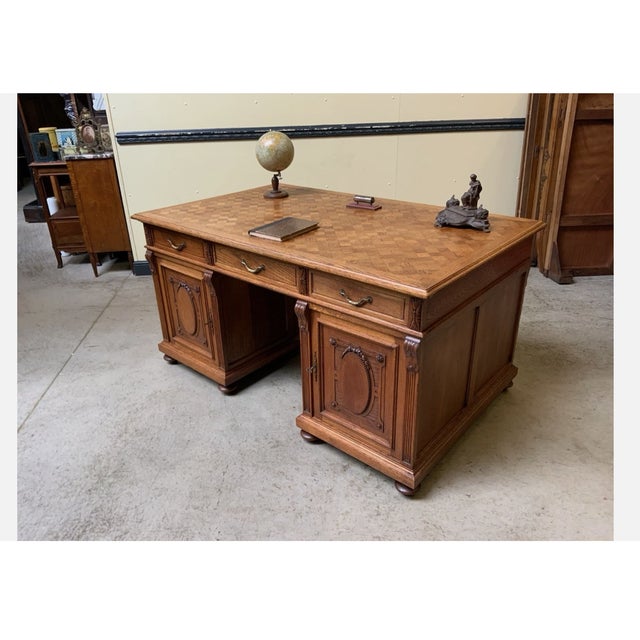 Antique Freestanding Desk in Oak, 1910 For Sale - Image 9 of 12