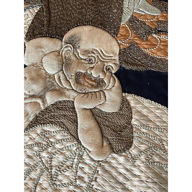 Framed Antique Japanese Embroidery Fukusa Panel For Sale - Image 4 of 13
