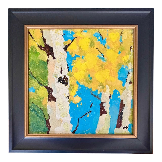 Expressionist Plein Air Painting of Colorado Rockymountain Aspen Trees. For Sale
