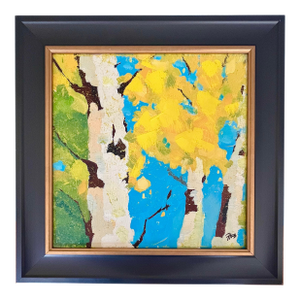 Expressionist Plein Air Painting of Colorado Rockymountain Aspen Trees.