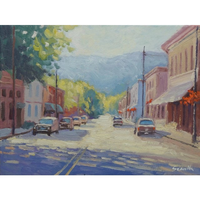 Sean Wu Original Oil Painting of a Townscape For Sale