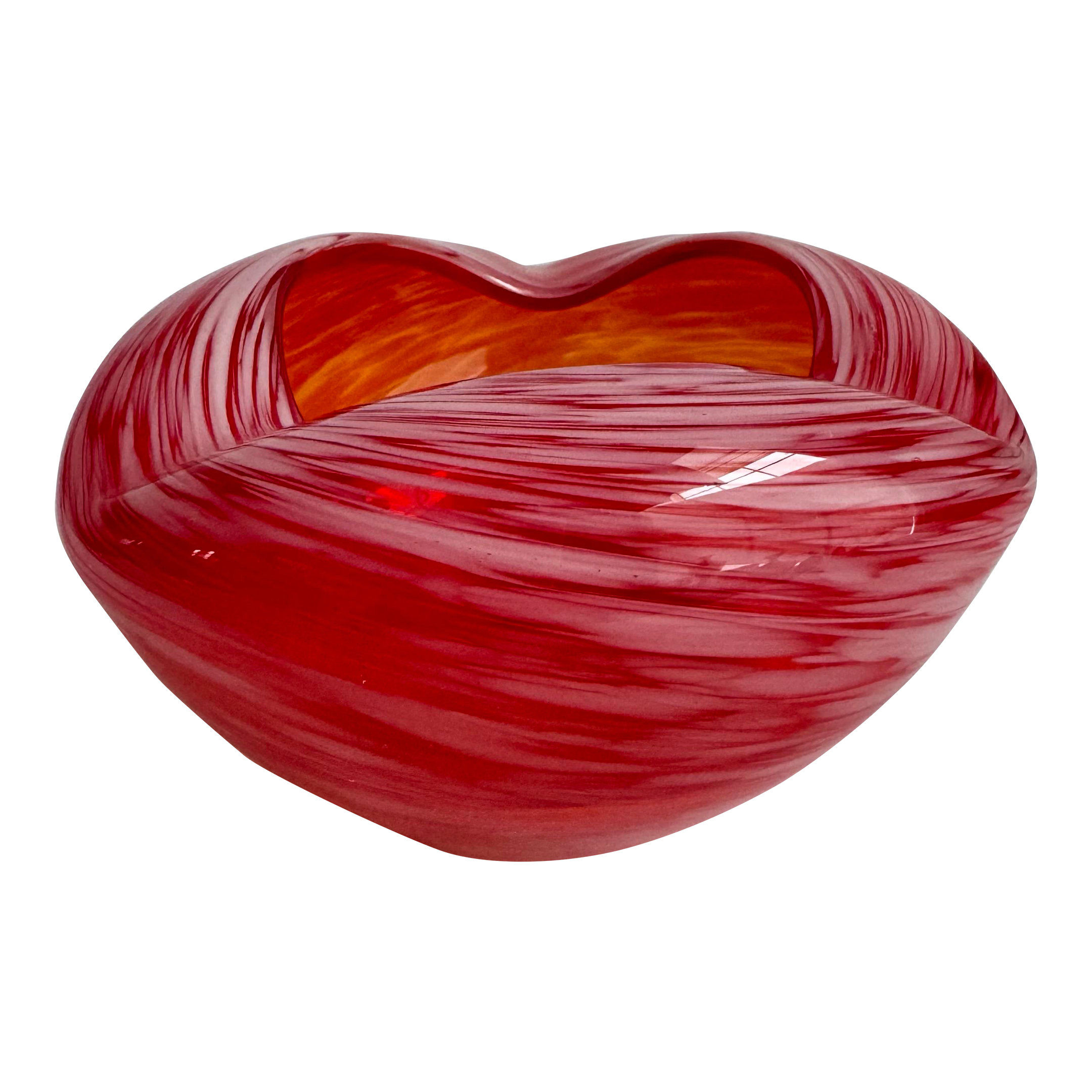 Vintage Art Glass Catchall Dish Kreiss Astray Bowl Cerise Red