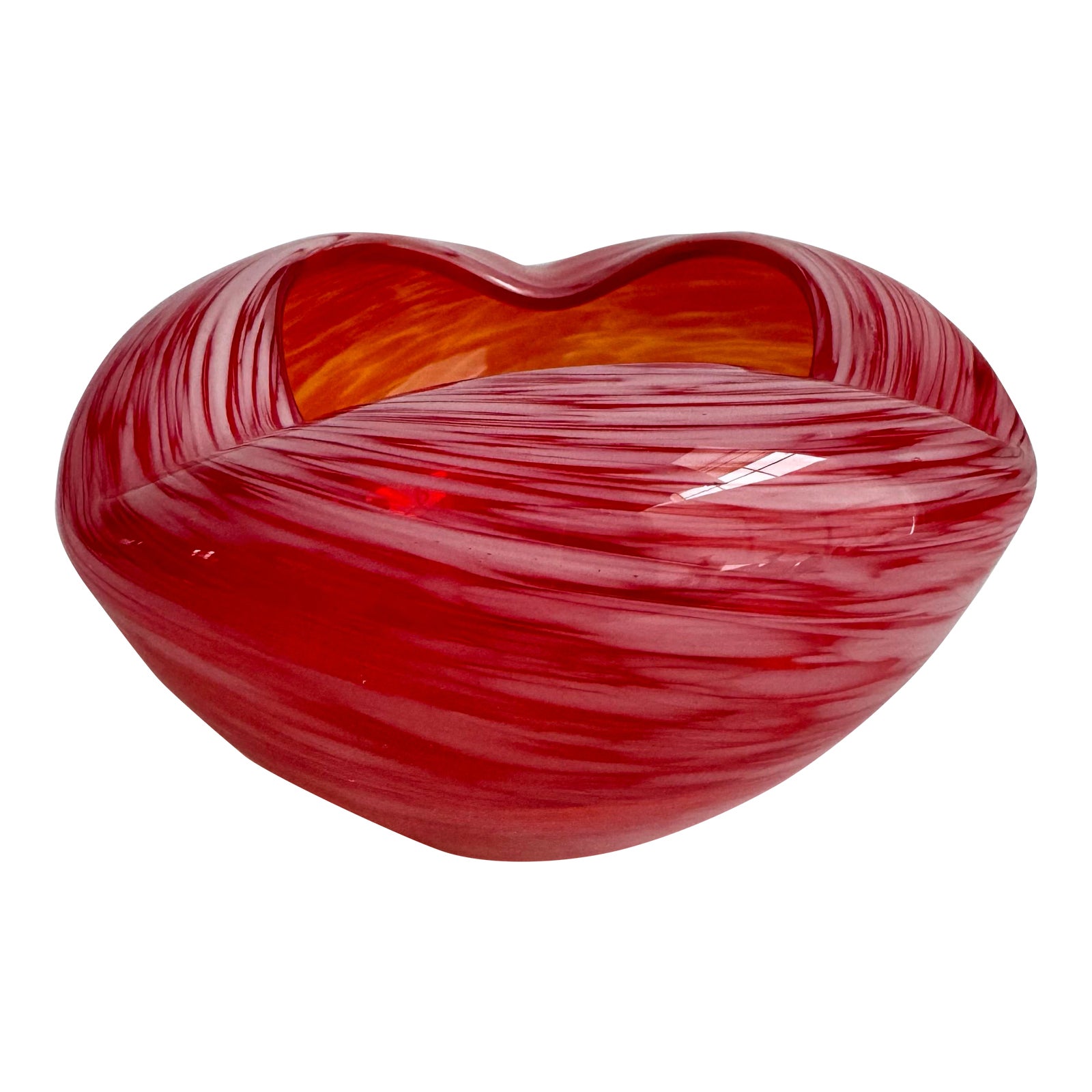 Vintage Art Glass Catchall Dish Kreiss Astray Bowl Cerise Red
