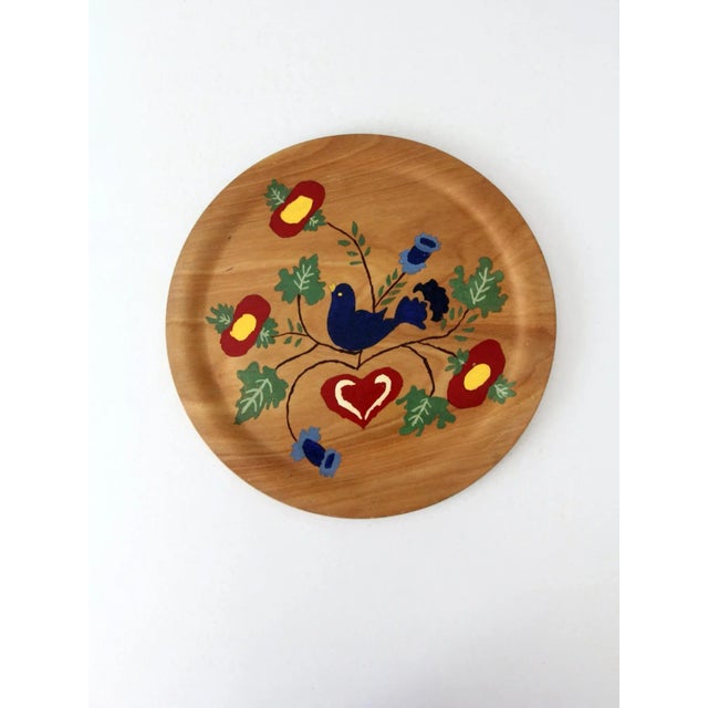 Vintage Hand Painted Wood Plate For Sale - Image 9 of 9