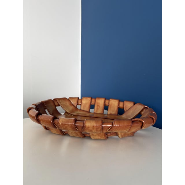 Vintage Italian Woven Ceramic Fruit Bowl, 1960s For Sale - Image 6 of 10