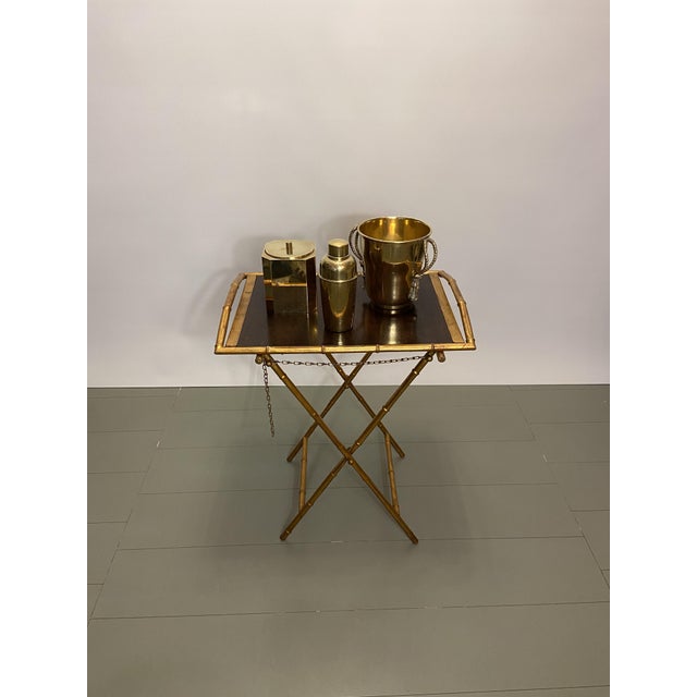 Faux Bamboo Side Table with Tray, Italy, 1970s, Set of 2 For Sale - Image 11 of 11