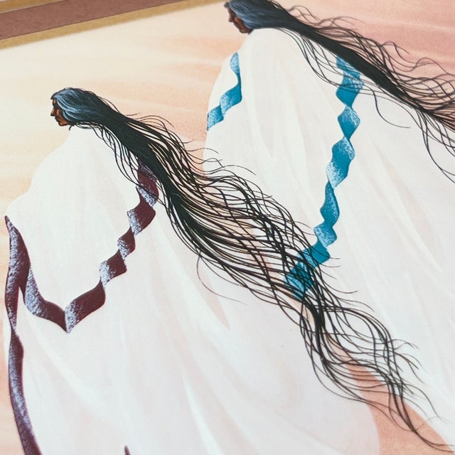 Light Pink Vintage Native American Cherokee Prints by Bill Rabbit, the Proposal and Songs in the Wind, Set of 2 For Sale - Image 8 of 15