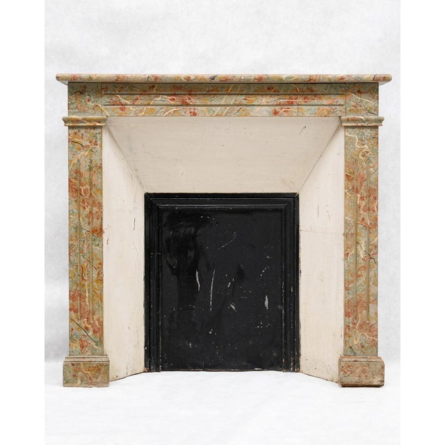 Wooden Fireplace in Faux Marble For Sale - Image 3 of 10