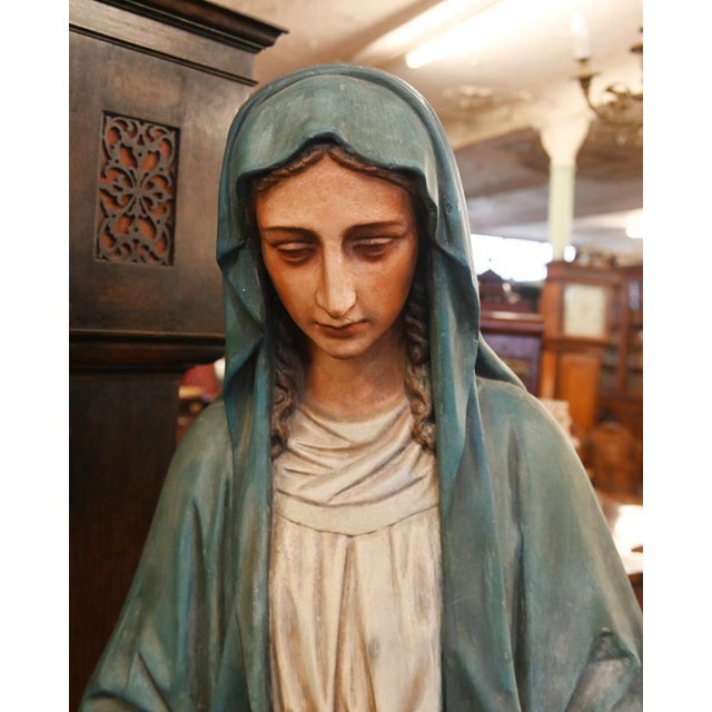 Lifesize Italian Mary and Joseph & Jesus Statues, 1920s, Plaster, Set of 2 For Sale - Image 15 of 18