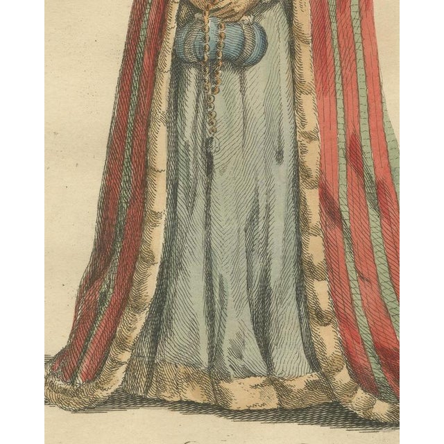 18th Century Jefferys, Habit of a Lady of Livonia in 1577, Hand Colored Jefferys Costume Plate, 1757, Engraving For Sale - Image 5 of 8