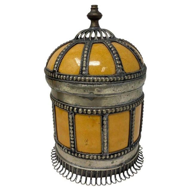 Set of 3 Vintage Moroccan Ceramic Jars with Silver Filigree, 1980 For Sale - Image 13 of 13