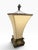 Hollywood Regency Vintage Hollywood Regency Ornate Gold-Tone Table Lamp With Square Fabric Shade For Sale - Image 3 of 6