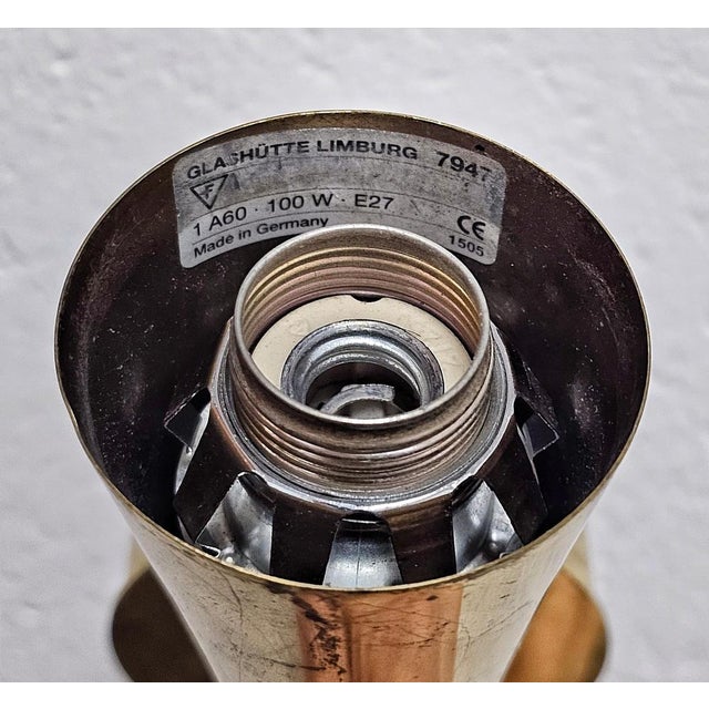 Mid-Century Modern Brass and Opaline Glass Sconce by Limburg, 1960s For Sale - Image 11 of 14