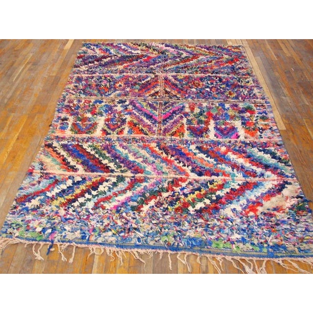 Antique Moroccan - Boucherouitte rug, size:5'6" x 8'8". Moroccan Moroccan rugs are usually coarsely woven with thick...