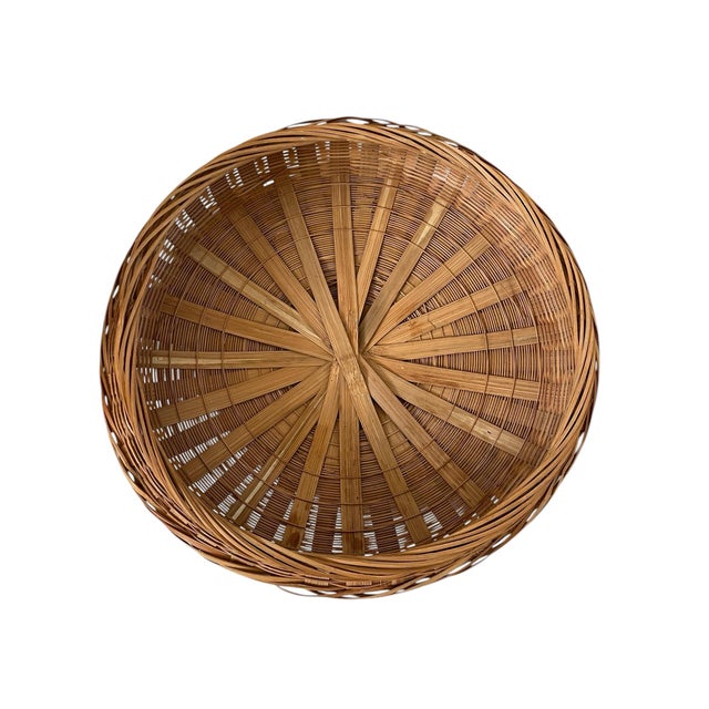 Vintage Wicker Chinese Wedding Basket With Handle 15”Dx25”H For Sale In San Francisco - Image 6 of 8