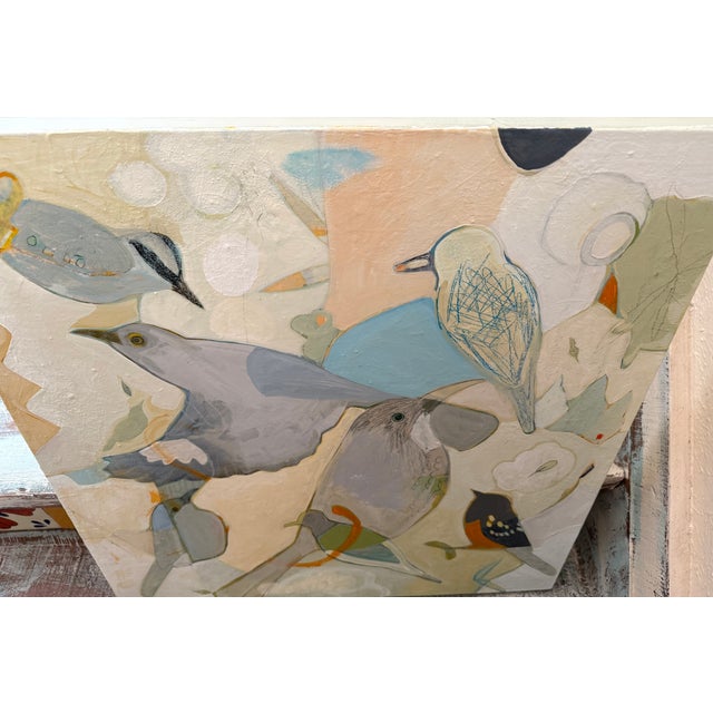 Oyster Gray “Hiking Companions” a Bird Painting by LWren Walraven For Sale - Image 8 of 12