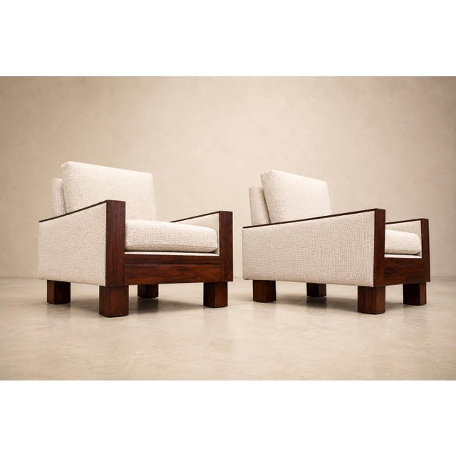 1960s Brazilian Modern Armchairs in Rosewood & Textured Bouclé-Weave Upholstery by Celina, 1960s For Sale - Image 5 of 18
