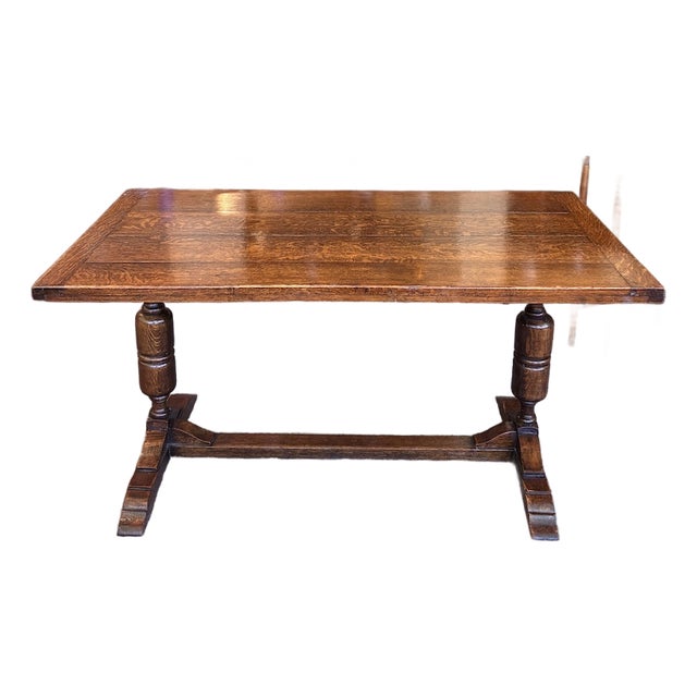 Vintage Jacobean English Oak Refectory Dining Table c.1920 For Sale