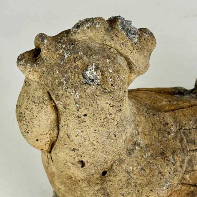 French Antique 19th Century French Cast Stone Garden Crowing Rooster, Signed For Sale - Image 3 of 9
