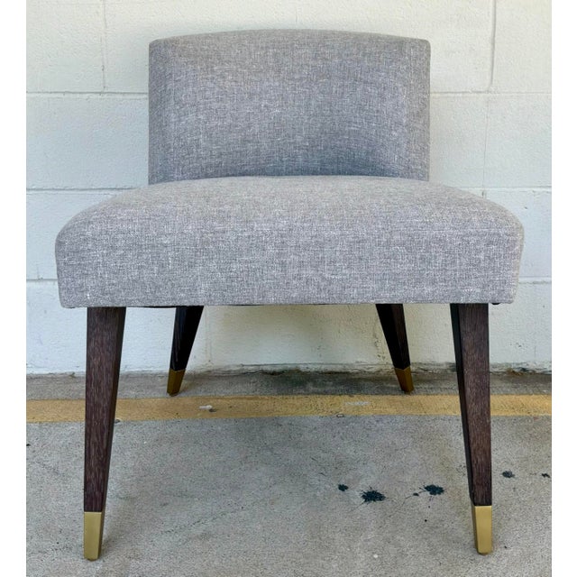 Original retail $56,000, timeless Thomas Pheasant for Baker Modern Gray Bristol Dining Chairs Set of 8, dark Tahoe focused...