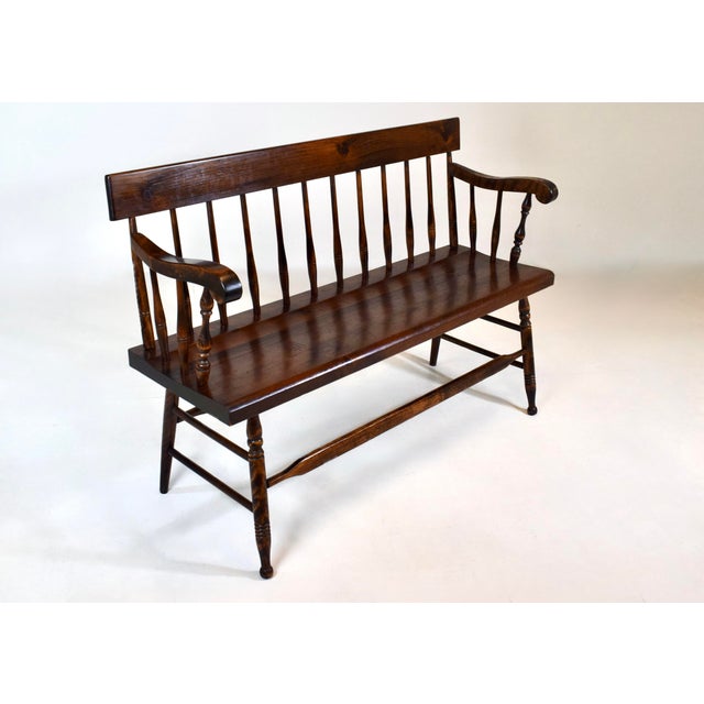 American American Pine Spindle Back Deacons Bench For Sale - Image 3 of 13