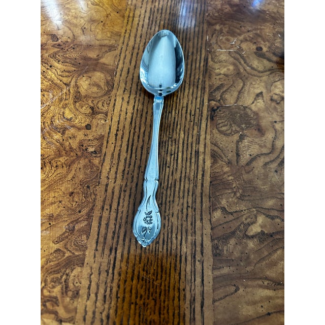 1960s Vintage Barclay Geneve Stainless Teaspoons Pattern "Bag5" Set of 7 For Sale - Image 5 of 8