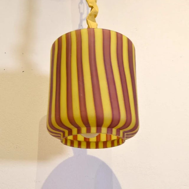 Murano Glass Pendant, 1960s, in Good conditions. Designed 1960 to 1969 Up to 250V (Europe/UK Standard).The wiring of this...
