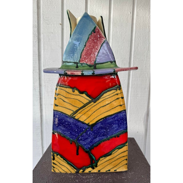 Make a bold artistic statement with this striking signed Post Modern Face Vase. Featuring an expressive sculptural face...