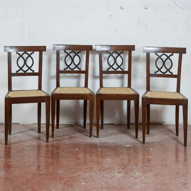 18th Century Style Chairs with Raffia Seats, Set of 4 For Sale - Image 9 of 9