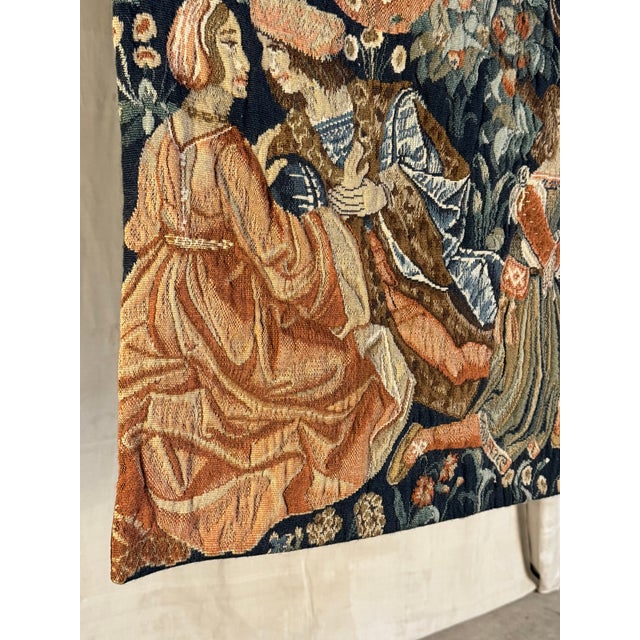 French Tapisseries Du Lion “La Scène Galante” Tapestry | Circa 1950 For Sale - Image 9 of 18