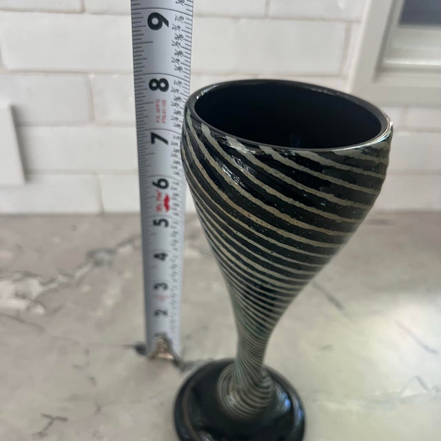 Black 1970s Hand Blown Midcentury Goblet or Vase Murano Style For Sale - Image 8 of 9