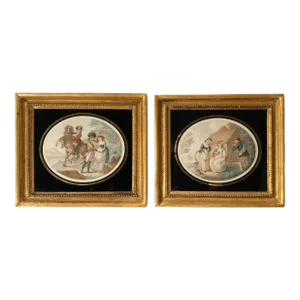 Late 18th Century Color Print Engravings After Originals by Artist Henry William Bunbury, Francesco Bartolozzi Engraver