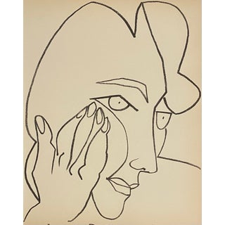 Françoise Gilot, Portrait of a Woman Original French Mourlot Modernist Lithograph Francoise Gilot, 1951 For Sale