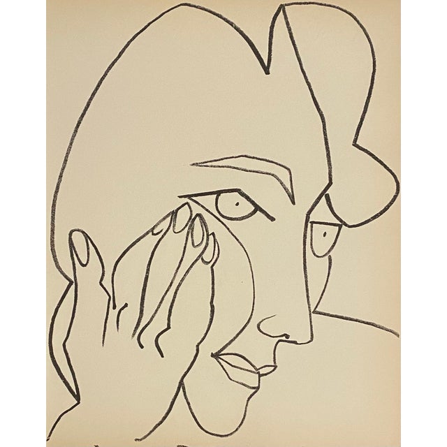 Françoise Gilot, Portrait of a Woman Original French Mourlot Modernist Lithograph Francoise Gilot, 1951 For Sale