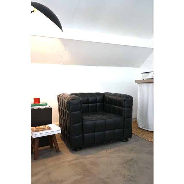 Kubus Faux Leather Chair by Josef Hoffman, 1980s For Sale - Image 4 of 4