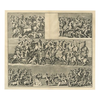 Montfaucon, Cavalry and Infantry Battle Reliefs in Six Scenes, 1722, Engraving For Sale
