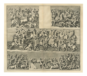 Montfaucon, Cavalry and Infantry Battle Reliefs in Six Scenes, 1722, Engraving