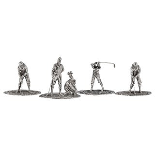 Victorian Silver Golf Menu Holders, London, United Kingdom, 1890s, Set of 4 For Sale