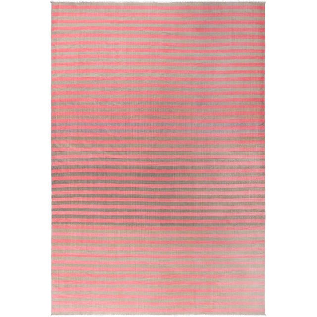 Doris Leslie Blau Vintage Indian Dhurrie Striped Rug For Sale