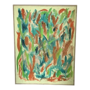 1970’s Vintage Abstract Canvas Painting Signed and Dated Artist N Rodgers