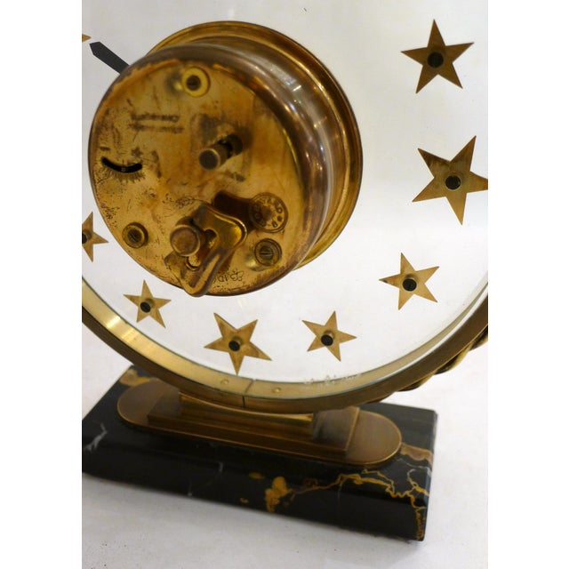 Starry Table Clock in Marble, Brass and Glass by Bayard and Lalique, 1950s For Sale - Image 11 of 14