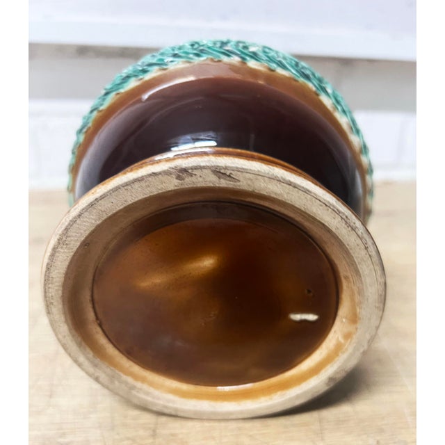 1950s Vintage Green Brown Art Pottery Ceramic Vase For Sale - Image 5 of 6