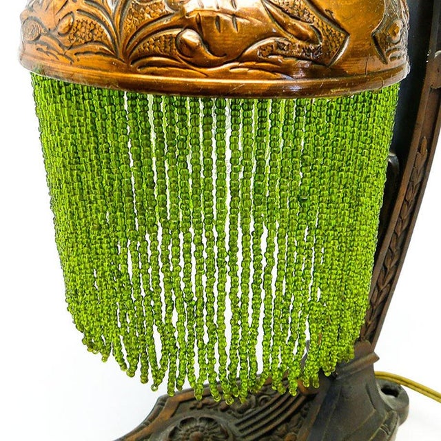 Metal Table Lamp with Floral Motifs, Austria-Hungary, Early 20th Century For Sale - Image 6 of 12