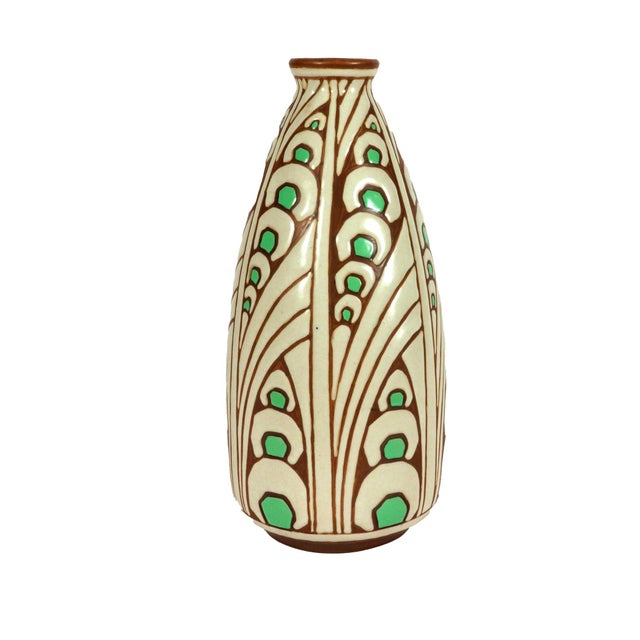Charles Catteau for Boch Frères Keramis Art Deco Stoneware Vase, Décor d.1005 Circa 1925 For Sale - Image 10 of 10