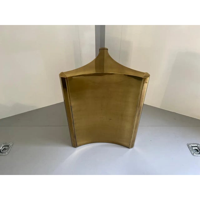 Metal Mastercraft Brass 'Trilobi' Triangular Dining Table or Desk Bases, Circa 1970 For Sale - Image 7 of 16