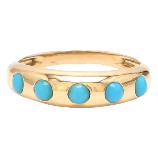 Natural 0.61 cts turquoise ring in 14k gold For Sale